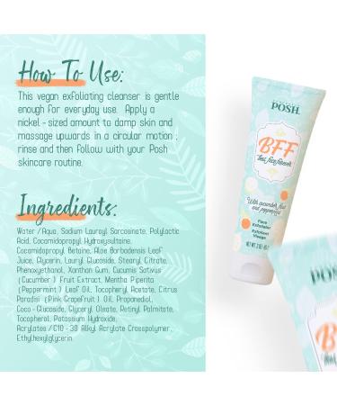 Perfectly Posh Exfoliating Face Wash 3 fl. oz with Pink Grapefruit, Peppermint, & Cucumber Fruit Flavor - Best Face Forever (BFF) Gentle Scrub for Refreshed & Hydrated Skin - Buy Online on GoSupps.com