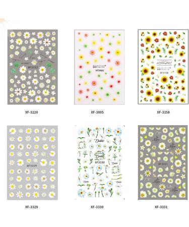 Nail Art Stickers Water Transfer DIY Nail Decals Sunflower and Small Daisy Colorful Transfer Watermark Nail Stickers for Nails Design Manicure Tips Decor - Buy Online on GoSupps.com