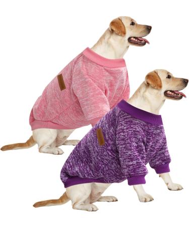 Huisalisiji 5XL Dog Sweater for Large Dogs | Warm Lightweight Hoodie - Soft Texture & Elasticity (Pink + Purple) - 2PC Set - Buy Online on GoSupps.com