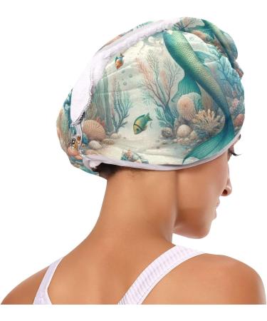 Elegant Mermaids Hair Towel 2 Pack - Super Absorbent Quick Dry Hair Turbans for Women & Girls - Buy Online on GoSupps.com