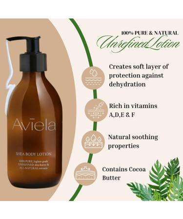 Aviela Shea Butter Body Lotion Contains Cocoa Butter Extremely Hydrating & Moisturising Vegan & Cruelty Free African Shea Butter 100% Natural Skin Care 250ml - Buy Online on GoSupps.com