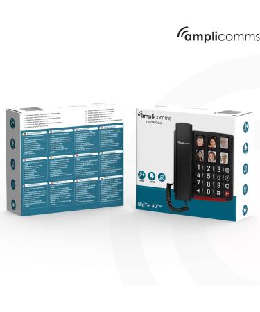 Amplicomms BigTel 40 Plus Corded Big Button Phone for Elderly - Hearing Aid Compatible & Loud - Large Number Telephone - Buy Online on GoSupps.com
