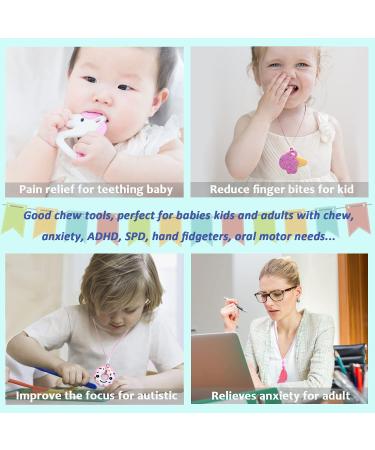 Sensory Chew Necklaces for Girls - 5 Pack Autism Teething Necklace Chew Toys for Kids with ADHD - Silicone Chewable Necklaces Reduce Chewing & Fidgeting - Perfect for Children & Adults with Special Needs - Buy Online on GoSupps.com
