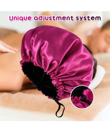 Fuyamp 2 Packs Satin Sleep Cap Adjustable Silky Sleep Bonnet for Women Long Curly Hair Double-Sided Waterproof Satin Hair Cap Extra Large Sleep Satin Bonnet for Women Girls Sleeping Red+Black - Buy Online on GoSupps.com