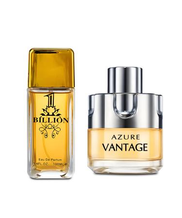 1 Billion&Azure Vantage Combo Men's Cologne- Eau De Toilette Spray Perfume Fragrance For Men- Daywear Casual Daily Cologne Set 3.4 Oz Bottle- Ideal EDT Beauty Gift for Birthday Anniversary