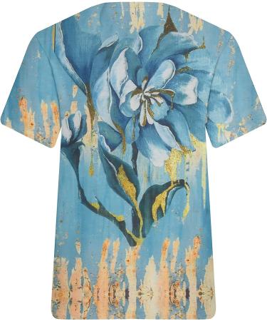 Vintage Flowers Printed Women's T-Shirt | Short Sleeve Casual Blouse | Round Neck Graphic Tee - XX-Large Green - Buy Online on GoSupps.com