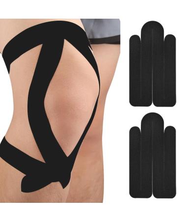 Kinesiology Tape - Breathable Elastic Athletic Tape | Precut Strips for Knee Shoulder and Elbow Shoulder Tape and Knee Tape for Sensitive Skin and Sports Buogint Black 2 pieces per bag
