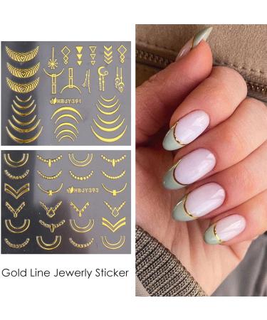 Gold Flowers Nail Art Stickers Decal - 3D Self-Adhesive Flower Leaf Lace Design for Women and Girls - Nail Supplies and Decorations - BL-001MJ - Buy Online on GoSupps.com