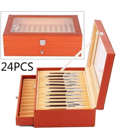 Pen Display case 3-Layer Fountain Pen Display Box 36 Slot Pen Storage Box PU Leather Glass Cover Modern Fashion Fountain Pen Collection Box Display Gifts Available in Two Options (Color : 36 Slot 36 Slot Orange - Buy Online on GoSupps.com