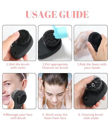 Double-Sided Facial Cleaning Brush | Soft Bristle & Silicone Peeling for Deep Cleaning | Search Cleaning Brush - Black & White - Buy Online on GoSupps.com