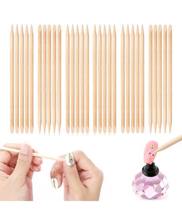 SHIYUAN 200 Hundred Orange Wooden Sticks Smooth Sticks Without Barbs A Nail Cuticle Stick With Different Functions At Both Ends Cuticle Pusher for Manicure Pedicure