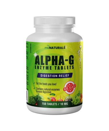 miNATURALS Gas Relief Tablets Super Digestive Enzyme Supplement for Men Women Alpha-G Natural anti bloating tablets for stomach 150 Tablets 150 Count (Pack of 1)