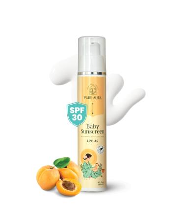 Pure Aura Baby Sunscreen 50 gm | SPF 30 Kids Sunscreen | 100% Mineral & Ayurvedic | Chemical-Free | Outdoor Safe | Sensitive Skin Friendly | Doctors Recommended | 6M to 8 Yrs