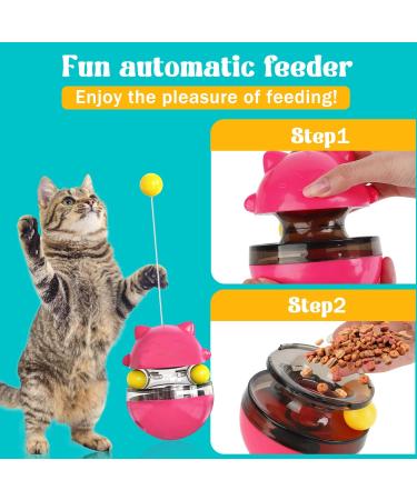 Interactive 3-in-1 Cat Toys | Red Cat Food Dispenser & Spring Toy for Slow Feeding & Training - Buy Online on GoSupps.com