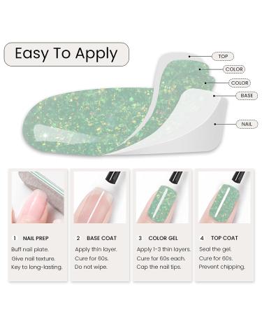 Maychao 15ml Light Green Glitter Gel Nail Polish - Green Shimmer Soak Off UV/LED Nail Polish 0.5oz - Buy Online on GoSupps.com