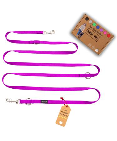 Kuri Pai 3m dog leash for small dogs comfortable and comfortable Kleine leash rehabilitation leash double linen sustainable from bamboo |S (1.5cm wide) - purple s (280cm x 1.5cm) - (small dogs) purple