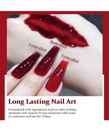 Red Nail Polish - Jelly Brown Red Nail Polish - Dark Red Air Dry Breathable Jelly Style Nail Varnish - Vegan Base Natural Nail Polish Long Lasting Air Dry No Need UV Nail Art - Buy Online on GoSupps.com