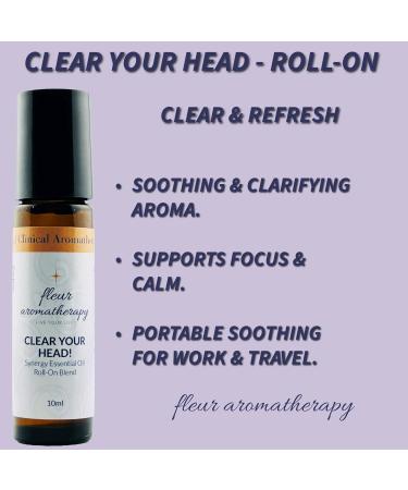 Clear Your Head Synergistic Essential Oil Blend Roll-On 10ml Pre-Diluted 10% in Fractionated Coconut Oil Soothing & Cooling On-The-Go Aromatherapy Fleur Aromatherapy - Buy Online on GoSupps.com