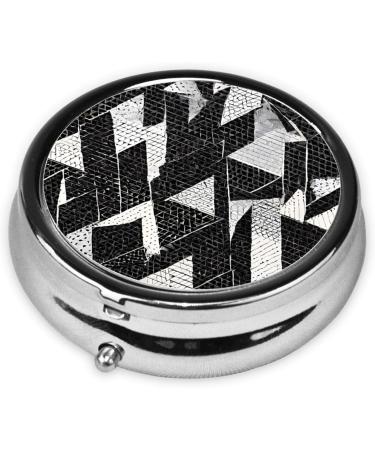 Black White Marble Round Pill Box | 3 Compartment Portable Travel Medicine Organizer - Mini Decorative Pocket Purse for Vitamins & Tablets - Buy Online on GoSupps.com