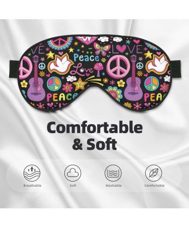 Peace Love and Dove Flower Power Sleep Mask | Adjustable Double-Sided Eye Mask | Soft Eye Covers for Shading & Reducing Eye Edema | International Shipping Available - Buy Online on GoSupps.com