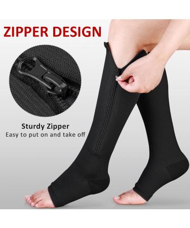 Ailaka Open Toe Compression Socks 15-20 mmHg for Men & Women - Knee High Support for Varicose Veins, Edema, Pregnancy - L/XL Black (1 Pair) - Buy Online on GoSupps.com