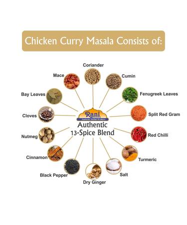 Rani Chicken Curry Masala 16-Spice Blend 3oz PET Jar - All Natural, Vegan, Gluten-Friendly | Indian Origin - Buy Online on GoSupps.com