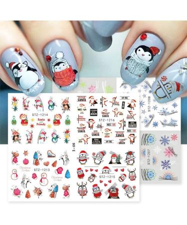 4 in 1 Sliders Wraps Winter Water Transfer Cute Snowflakes Abstract Leaf Penguin Bird Nail Stickers(01) Style01 - Buy Online on GoSupps.com