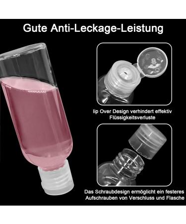 Kornerain 12stk 60ml Travel Bottle Set - Transparent Leak Proof Bottles for Shampoo Conditioner & Lotion - Perfect for Hand Luggage - Buy Online on GoSupps.com