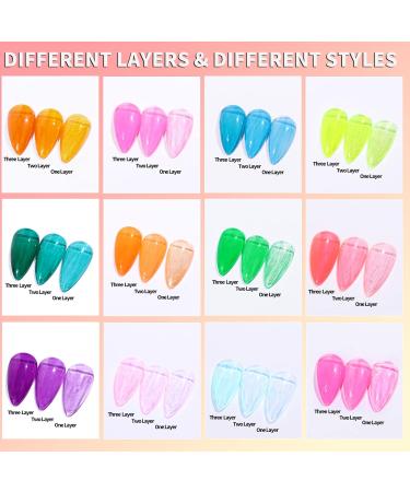 Noirwhite Jelly Gel Nail Polish 12 Pcs Glossy Trendy Colors Transparent Nail Polish Set Including Nude Pink Purple Green Blue Yellow Colors Jelly Nail Polish Kit UV LED Soak Off Gel Polish Home DIY Nail Art Salon Manicure Multifunctional Gel Polish Best G - Buy Online on GoSupps.com