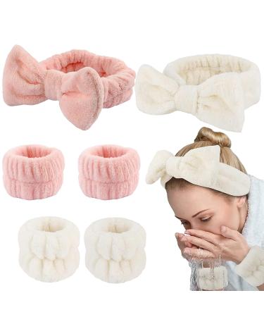 3-Piece Pink Spa Headband & Wristband Set for Women - Prevent Spills, Perfect for Face Washing & Makeup Application - Buy Online on GoSupps.com
