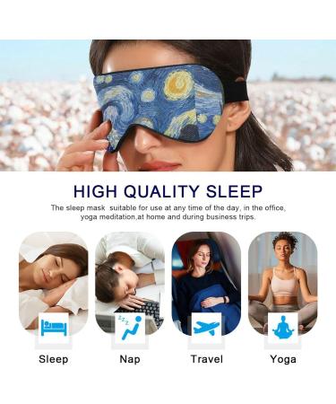 Haskirky Light Blocking Eye Mask - Adjustable for Men and Women - Ideal for Travel, Yoga, Meditation, Office - Deep Sleep and Comfort - Van Gogh Wave Design - Buy Online on GoSupps.com
