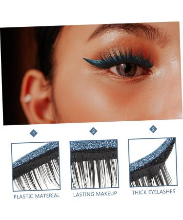Mipcase 4 Pairs False Eyelashes Eye Makeup Sticker Stickers Glitter Eyeliner Eye Line Sticker Glitter Powder 4x1.5cm Blue - Buy Online on GoSupps.com