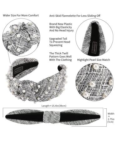 White Pearl Wide Headband Set for Women - Fashion Top Knot Hair Bands (2 Pack) - Buy Online on GoSupps.com