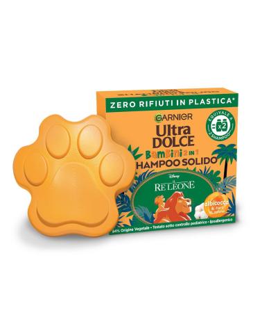 Garnier Garnier Ultra Gentle 2 in 1 Solid Shampoo for Children Apricot and Cotton Flowers Lion King 100% Plastic Free Packaging 60g