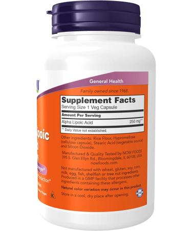 Now Foods Alpha Lipoic Acid 250 mg - 120 Veg Capsules | Antioxidant Support - Buy Online on GoSupps.com