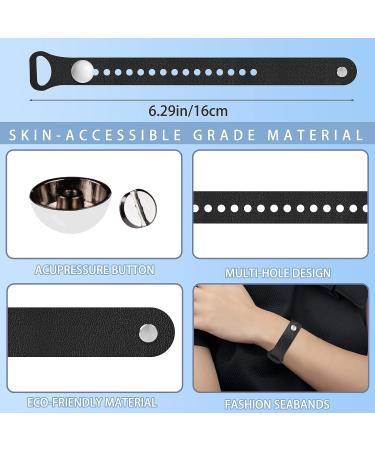 Motion Sickness Wristband - Anti-Nausea Relief Seabands for Adult & Kids - Pregnant Women - Acupressure Nausea Relief - Black Natural Leather - Buy Online on GoSupps.com