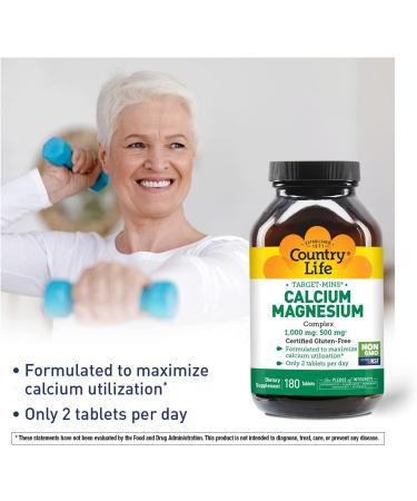 Buy Country Life Target-Mins Calcium-Magnesium Complex - 180 Tablets for Optimal Bone Health - Buy Online on GoSupps.com