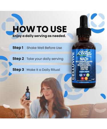 Clean Nutra NAD Liquid Supplement Drops Resveratrol Polyphenols Liposomal Taurine Fisetin Grape Seed Extract Japanese Knotweed Fo Ti Anti Aging NAD+ Nicotinamide Adenine Dinucleotide for Women & Men - Buy Online on GoSupps.com