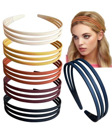 Set of 6 Thin Plastic Headbands for Girls Women with Small Head Tooth Fashion Solid Hair Headbands Hair Accessories