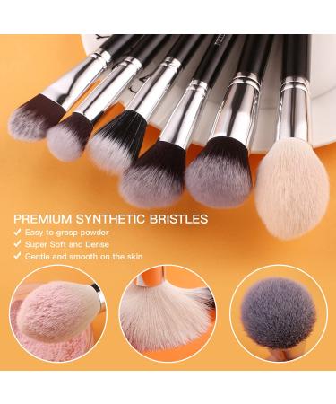 BEILI 20pcs Makeup Brush Set - Natural Goat Hair & Premium Synthetic Kabuki Brushes for Foundation, Powder, Contour, Eyeshadows, Eyebrows, and Eyeliner - Black - Buy Online on GoSupps.com