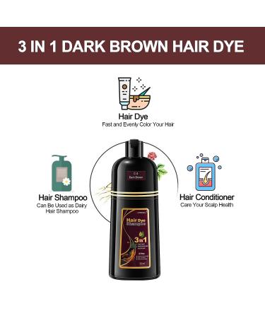MEIDU Dark Brown Hair Dye Shampoo - Semi-Permanent Color for Instant Gray Coverage (17.6 fl oz) - Buy Online on GoSupps.com