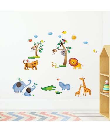 Decowall DW-1206 Wild Jungle Animals Wall Stickers for Kids - Peel and Stick Removable Decals for Nursery, Bedroom, Living Room - Buy Online on GoSupps.com