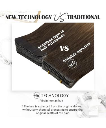 Moresoo Invisible Tape Extensions - Real Hair 60cm Dark Brown to Blonde 5 Pieces 12.5g Premium Tape-In Hair Extensions #2/DXB/18 - Buy Online on GoSupps.com