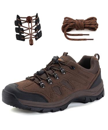 CC-Los Men's Waterproof Hiking Shoes Lace-Free & Lightweight All Day Comfort Size 8-13 10.5 Brown 2-way Closure