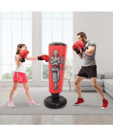 Inflatable Kids Punching Bag with Boxing Gloves | 47 High Free Standing Bounce Back Bag for MMA, Karate, Taekwondo | Gifts for Kids - Boys and Girls - Buy Online on GoSupps.com