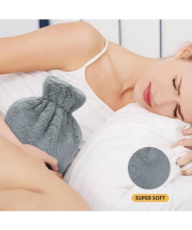 Hot Water Bottle with Cover 2L Large Capacity Premium Natural Rubber Hot Water Bag Soft Fleece Cover - Helps Provide Warmth and Pain Relief Great Gift Ideal for Parents Children 1Pcs Grey 1 - Buy Online on GoSupps.com