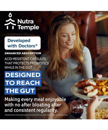 NUTRATEMPLE 4 in 1 Pre Post Probiotics & Digestive Enzymes for Women & Men - Digestive Health Gut & Immune Support for Occasional Constipation Diarrhea Gas & Bloating 60 Veggie Capsules - Buy Online on GoSupps.com
