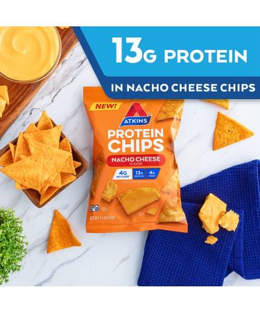 Atkins Nacho Cheese Protein Chips - Keto Friendly, Baked Not Fried - 12 Count - Buy Online on GoSupps.com