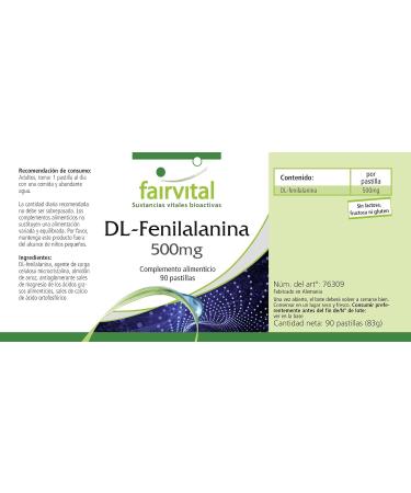 Fairvital | DL-phenylalanine 500mg - 3 month box - VEGAN - Highly dosed - 90 tablets - DLPA - Buy Online on GoSupps.com