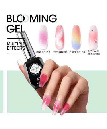 Gellen Blooming Gel Nail Polish - Clear Blooming Gel Nail Art Gel Kit Soak off UV/LED Blooming Gel Polish for Spreading Effect Nail Blooming Gel for Marble Flower Watercolor Nails Manicure Set 18ml - Buy Online on GoSupps.com